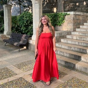 Abercrombie Red Cotton Maxi Dress